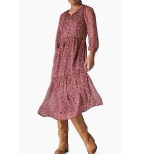 Lucky Brand Floral Print Long Sleeve Tiered Maxi Dress🍀